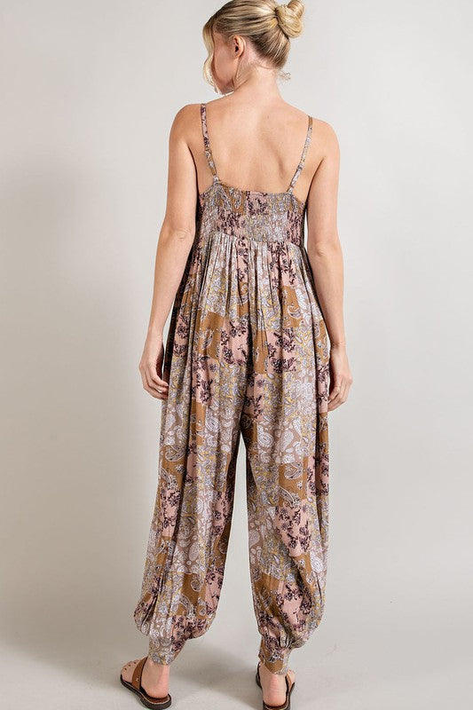 Paisley Spaghetti Strap Jumpsuit (Assorted Colors)