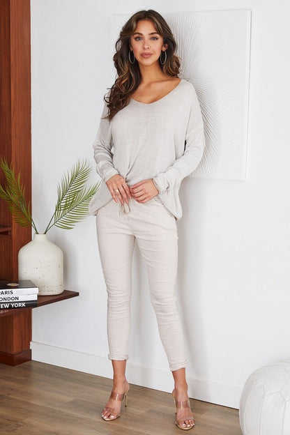 Rhinestone Side Stripe Crinkle Jogger (Assorted Colors)
