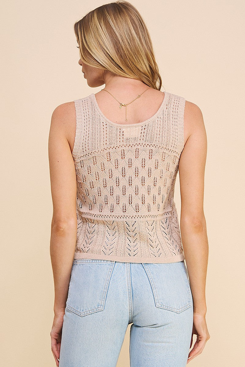 Tan Light Pointelle Sweater Tank