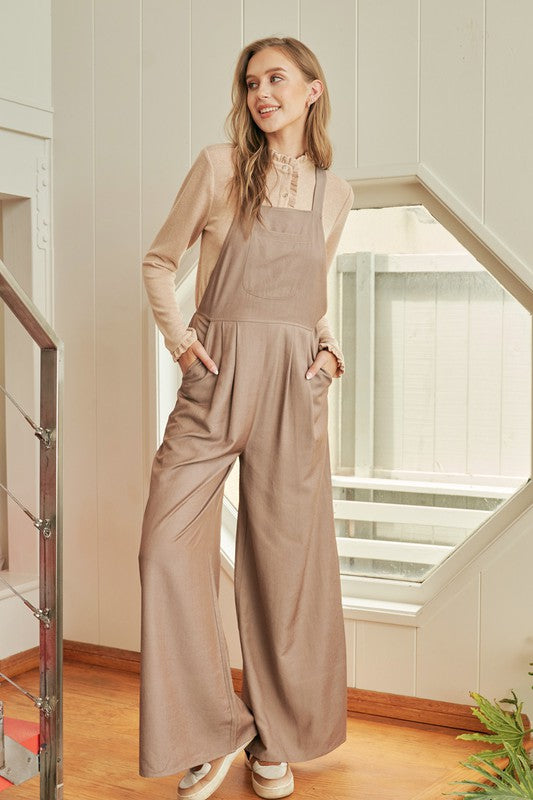 Wide Leg Overall with Adjustable Straps and Pockets