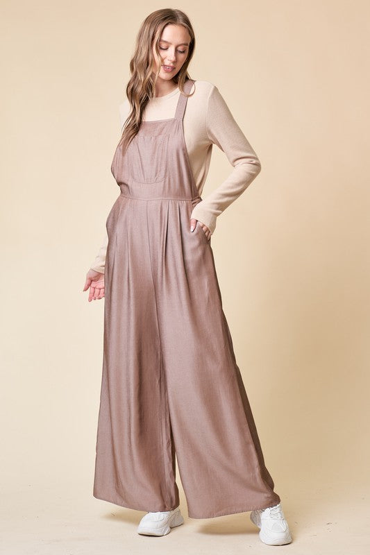 Wide Leg Overall with Adjustable Straps and Pockets