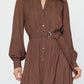 Button-down Shirts Dress w/Self Tie