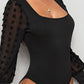 Black Puff Sleeve Bodysuit