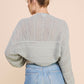 Sage Shimmer Pointelle Sweater Knit Shawl