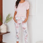 White Floral Print Drawstring Crinkle Jogger Pants