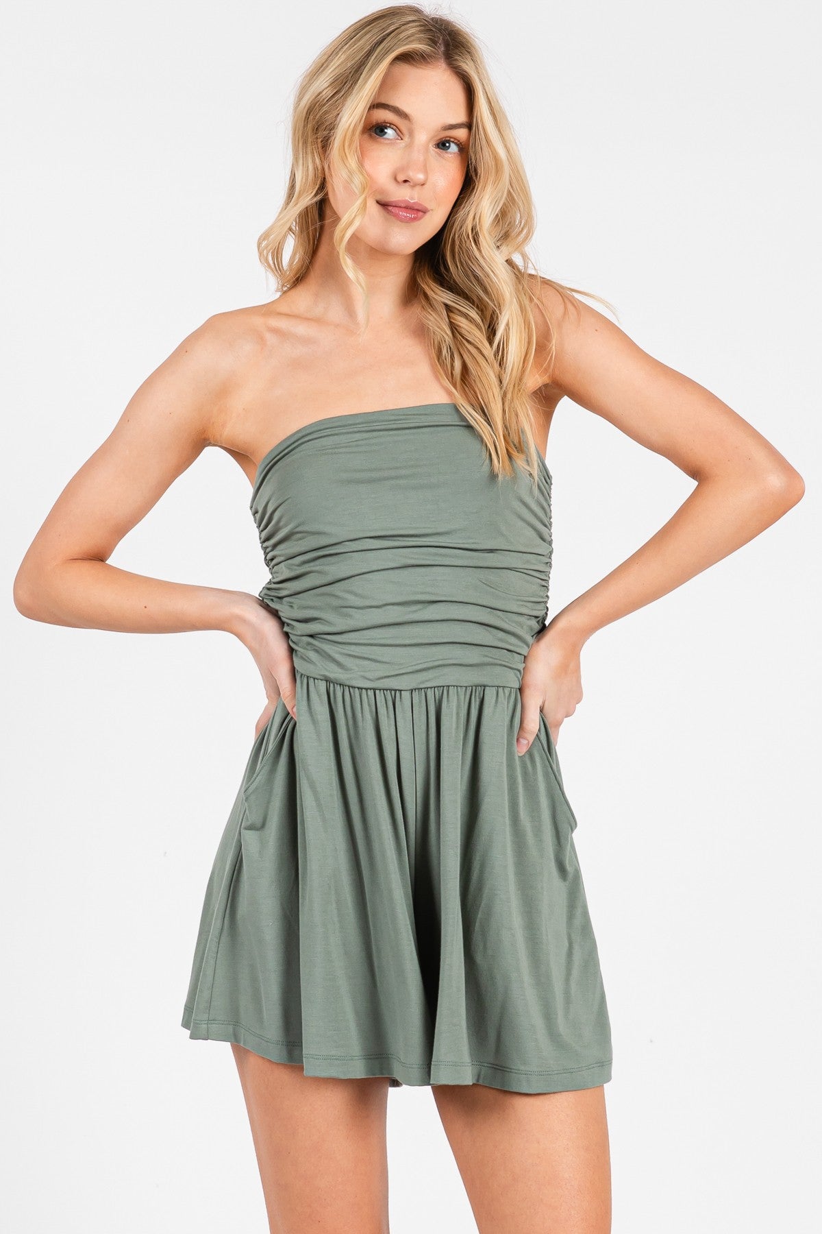 Tank Top Shirring Romper (Assorted Colors)