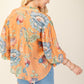 Coral Printed Button Down Top