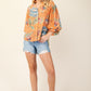 Coral Printed Button Down Top