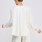 Cream Embellished Crinkle Satin Blouse