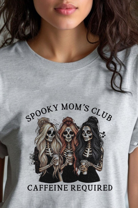 Spooky Moms Club Caffeine Unisex Round Neck Tee
