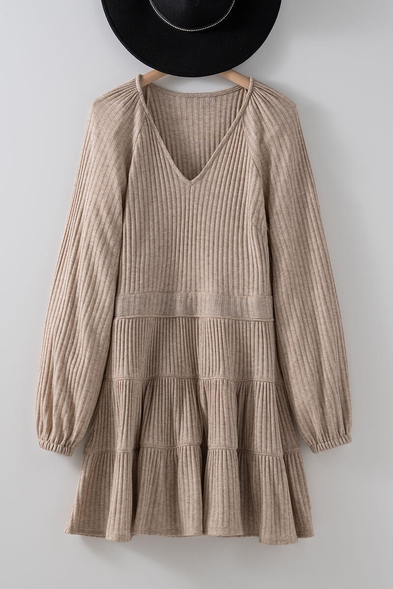 Oatmeal Deluxe Comfort Knit Mini Dress