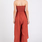 Rust Smocked Detail Off Shoulder Jumpsuit
