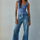 Chambray Blue Jacquard Square Tank