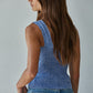 Chambray Blue Jacquard Square Tank