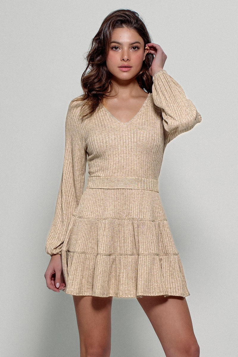 Oatmeal Deluxe Comfort Knit Mini Dress