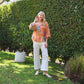 Coral Printed Button Down Top