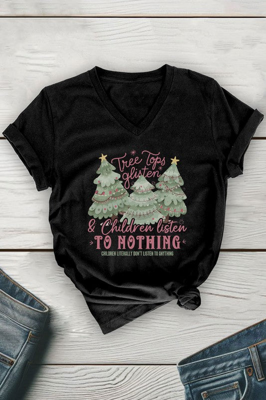 Tree Tops Glisten Children Unisex V Neck Tee
