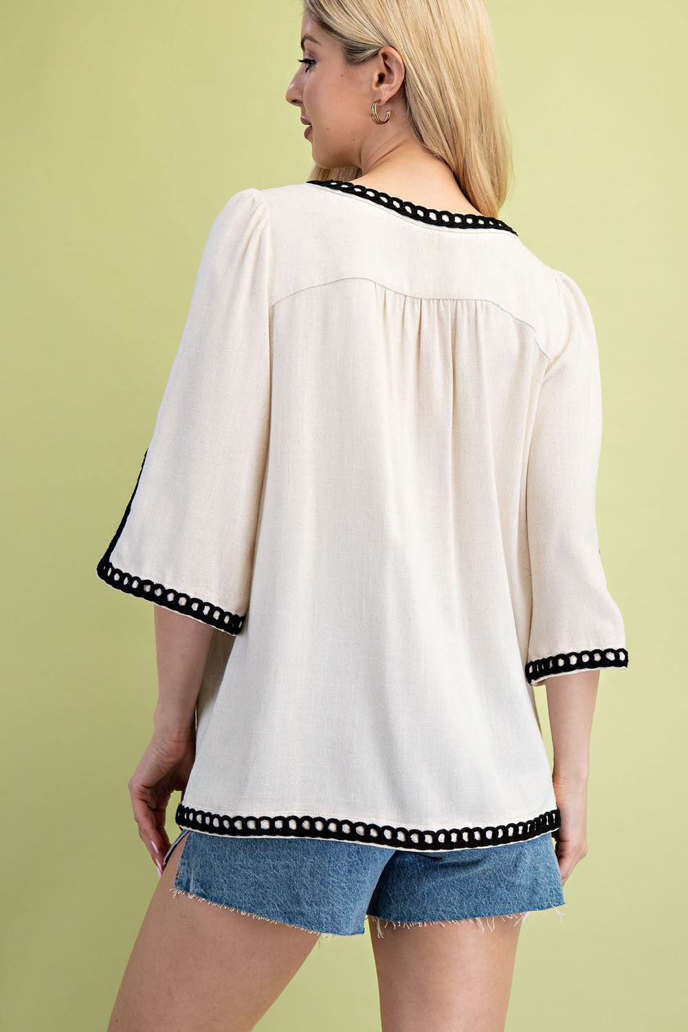 Oatmeal 3/4 Sleeve Linen Tunic
