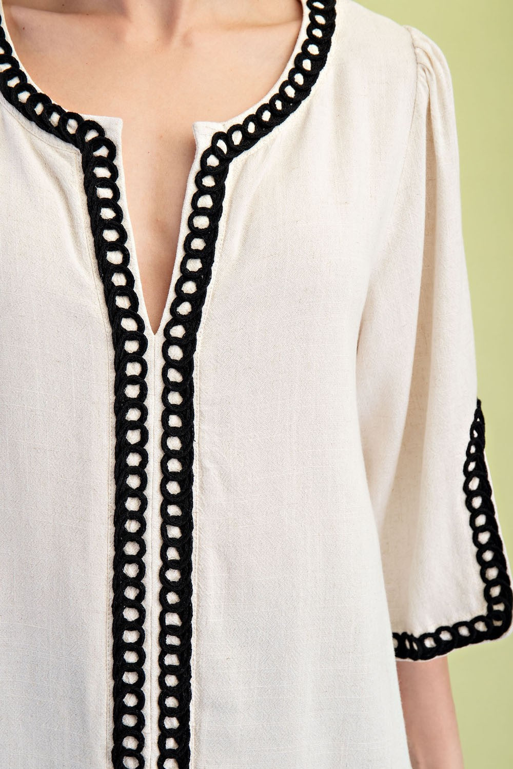 Oatmeal 3/4 Sleeve Linen Tunic