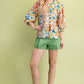 Mustard Mix Floral Printed Button Down Top