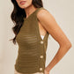Side Button Cotton Sweater Sleeveless Top (Assorted Colors)
