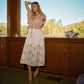 Open Knit Ruffle Sleeve Embroidered Midi Dress Set