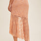 Coral Asymmetrical Lace Midi Skirt
