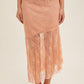 Coral Asymmetrical Lace Midi Skirt