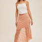 Coral Asymmetrical Lace Midi Skirt
