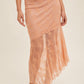 Coral Asymmetrical Lace Midi Skirt