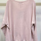 Blush V-Neck Long Sleeve Fringe Fuzzy Love Sweater