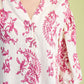 Fuchsia Botton Down Blouse With 3/4 Length Balloon Sleeves