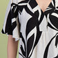 Black Mix Tropical Printed V-neck Top