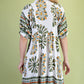 Olive Mix Printed Smocked Yoke Mini Dress