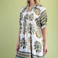 Olive Mix Printed Smocked Yoke Mini Dress