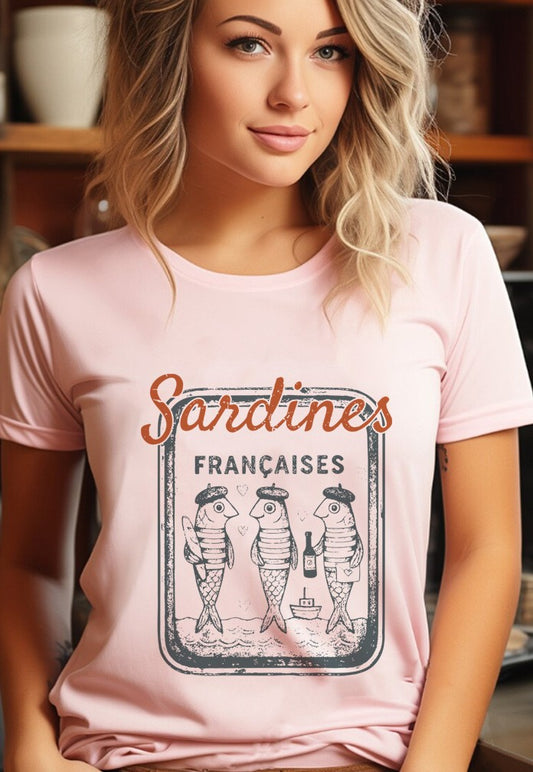 French Sardines Unisex Round Neck Tee (Assorted Colors)