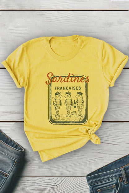 French Sardines Unisex Round Neck Tee (Assorted Colors)
