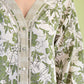 Moss Green Mix Floral Button Down V-neck Blouse Top