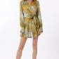 Olive & Yellow Front Tie Waisted Elastic Back Waisted Romper