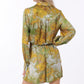 Olive & Yellow Front Tie Waisted Elastic Back Waisted Romper