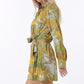 Olive & Yellow Front Tie Waisted Elastic Back Waisted Romper