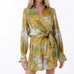 Olive & Yellow Front Tie Waisted Elastic Back Waisted Romper