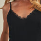 Black Lace V Neck Ruffled Cami Dress