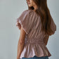 Dusty Rose Belle Ribbon Tie Peplum Top