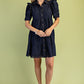 Dark Navy Linen Button Up Shirt Dress