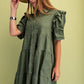 Olive Linen Button Up Shirt Dress
