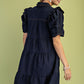 Dark Navy Linen Button Up Shirt Dress