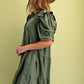 Olive Linen Button Up Shirt Dress