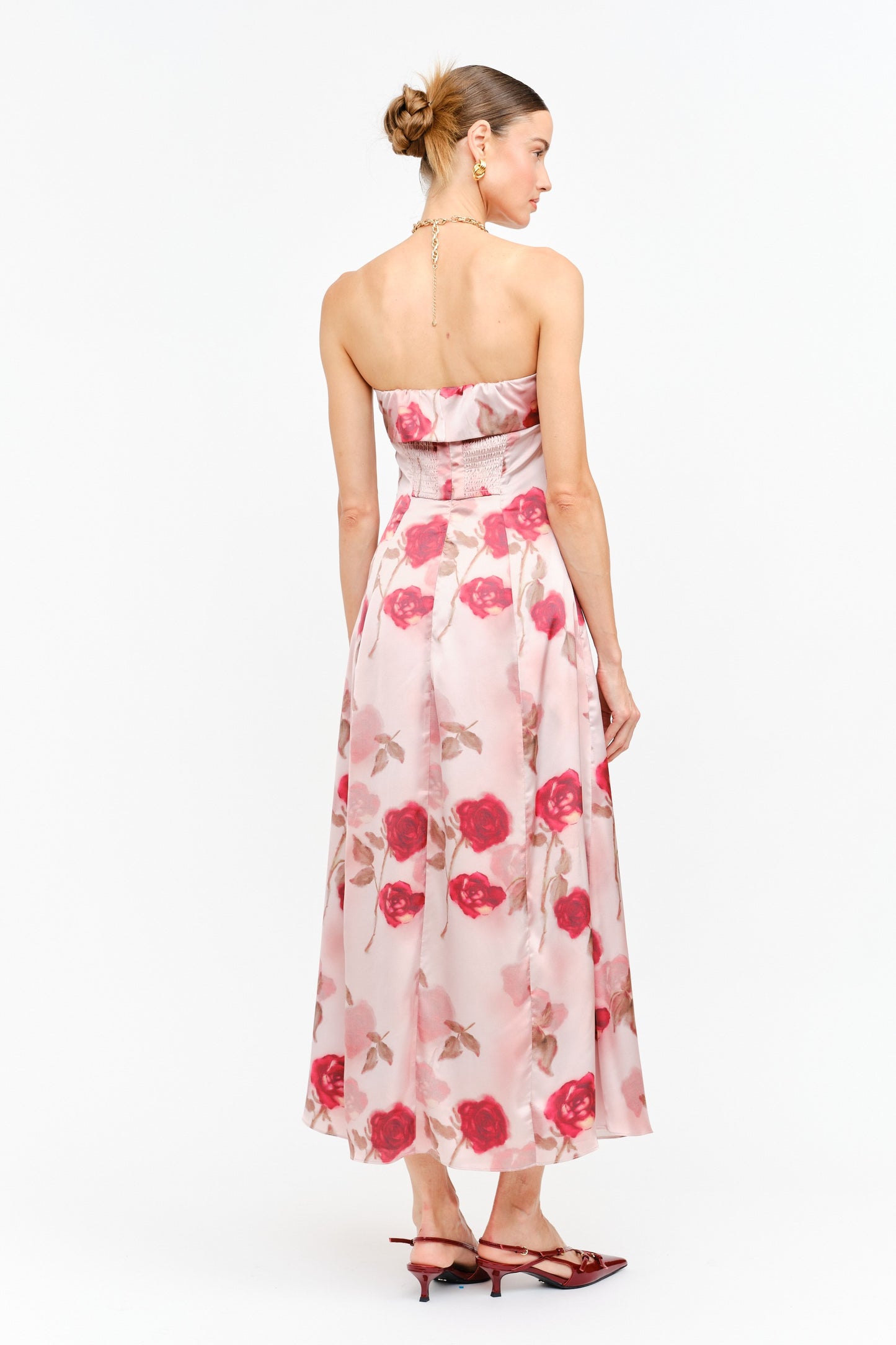 Rosie Floral Strapless Midi Dress