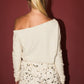 Cream One-shoulder Sequin & Metalic Yarn Detail Sweater
